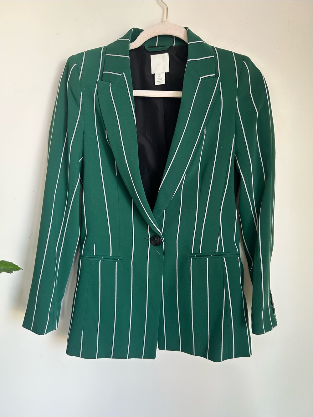 H&M green striped blazer